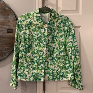Liz Claiborne Green Floral Print Spring Jacket sz 14 NWT